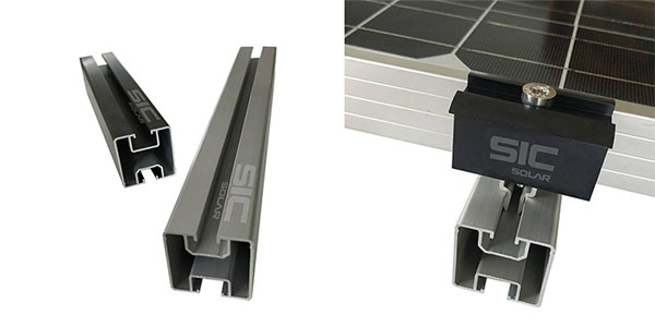 Carril de estantería solar de aluminio.