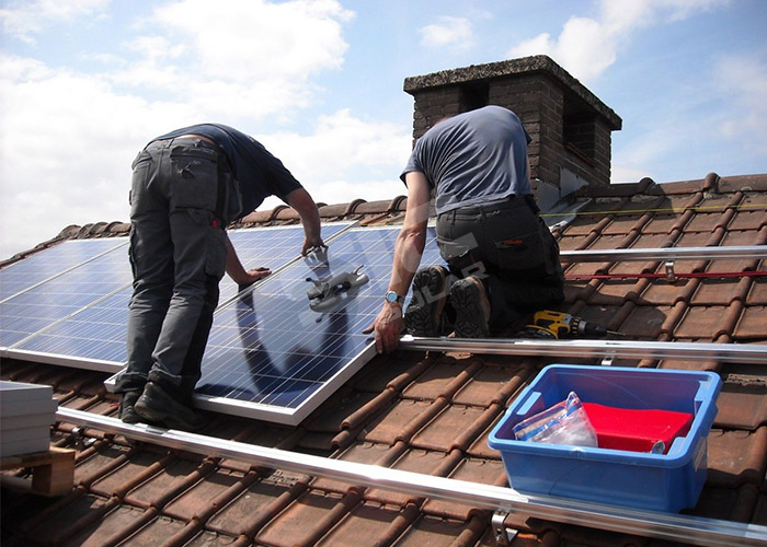 Adjustable solar tile roof hook