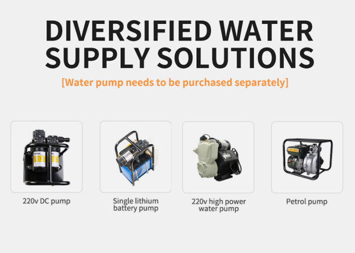 Diversified water supply solutions for solar panel cleaning machine