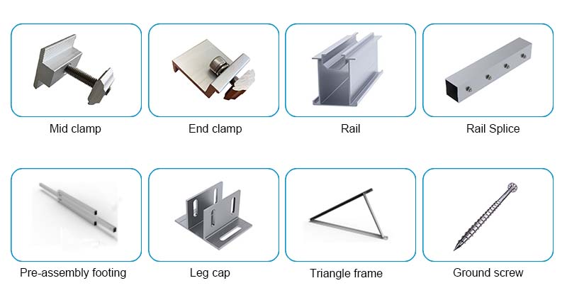 Solar panel mounting components for Solar farm