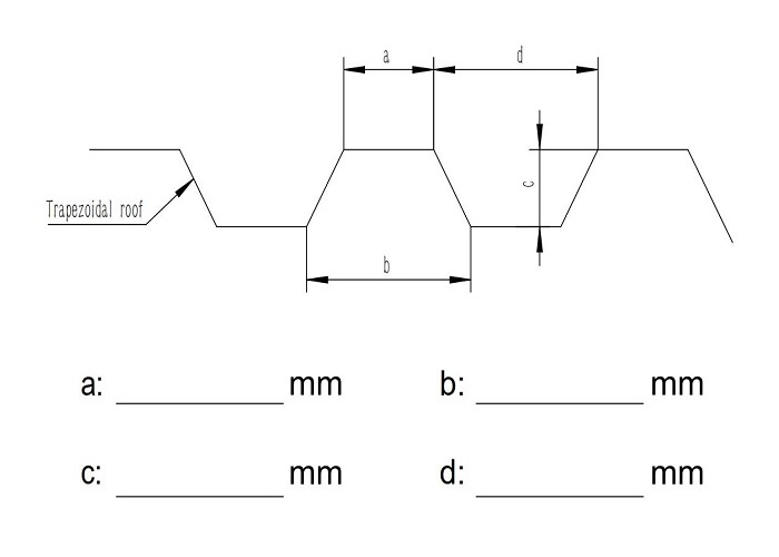 Dimensión de la hoja de techo corrugado de metal
