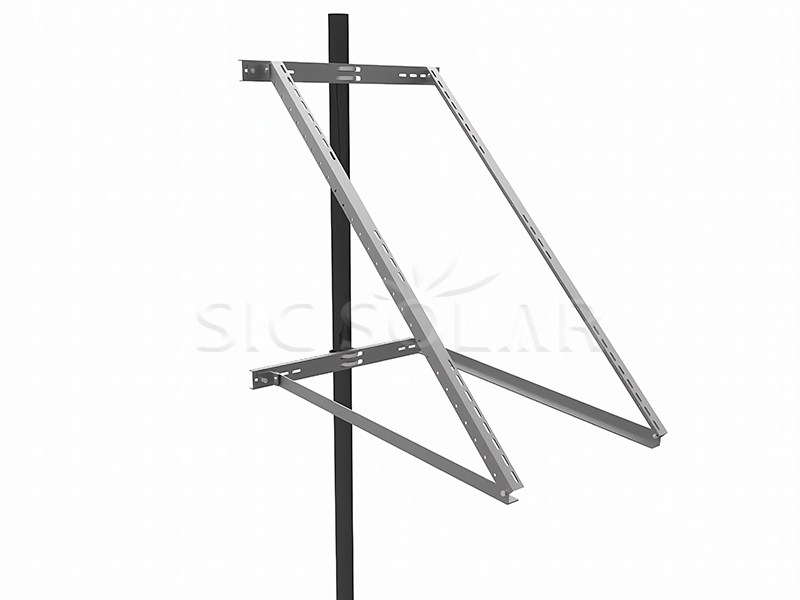 Montaje de panel solar en poste
