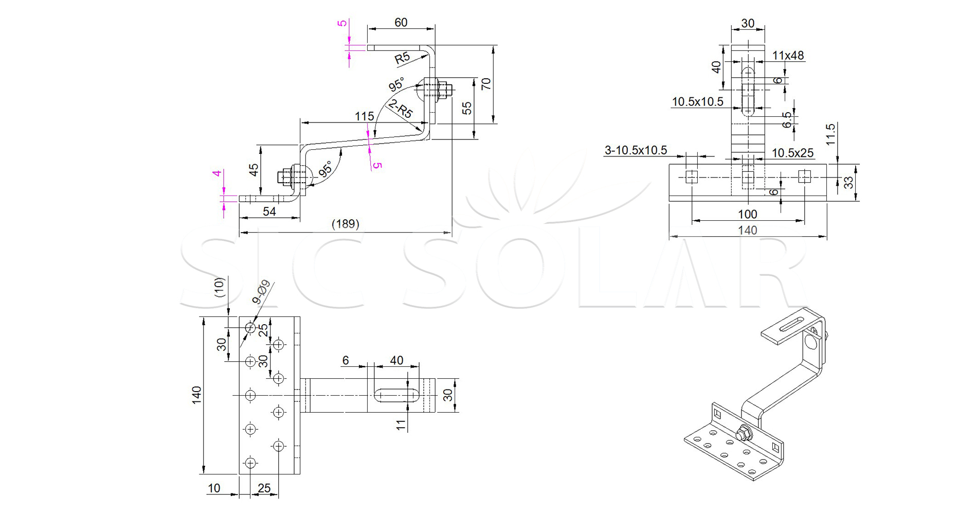 Gancho para azulejos ajustable