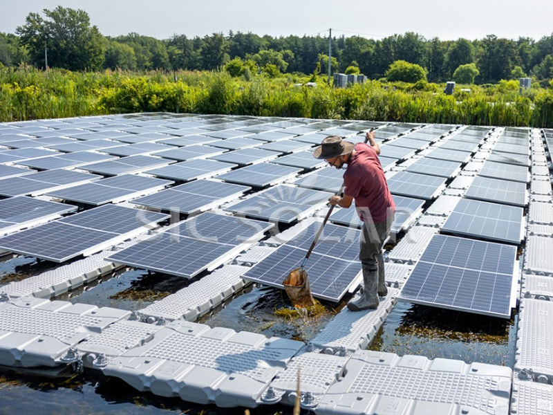 solar panels floating on water