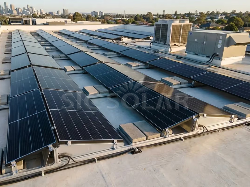 flat roof ballasted solar racking