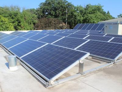 Solar panel installed on a flat roof