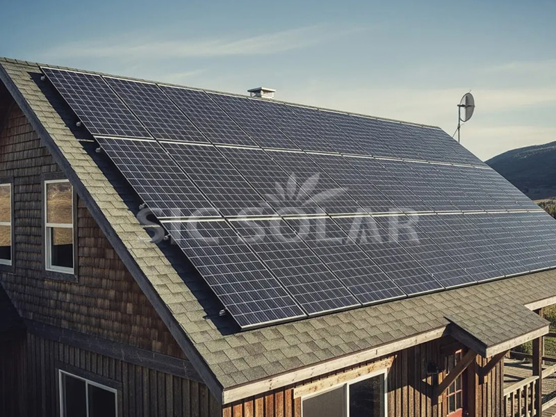 Instalación de paneles solares de 20 kW en un tejado de tejas en Finlandia