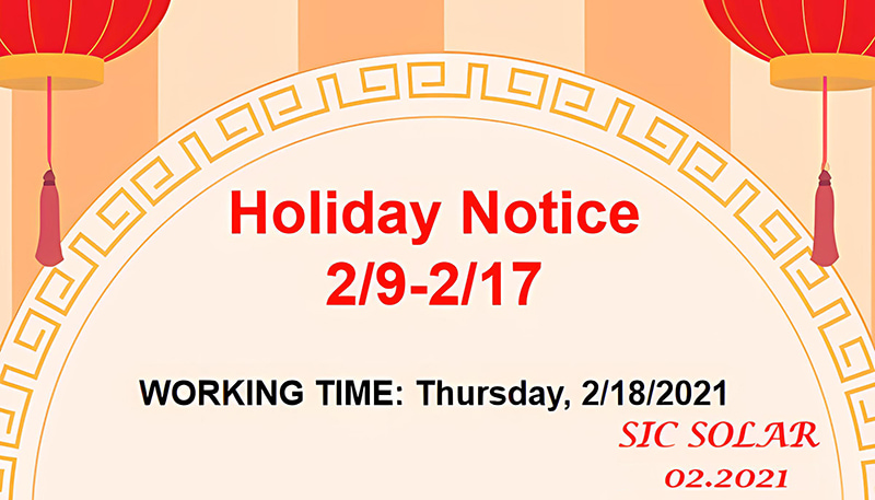 El aviso de vacaciones para el Año Nuevo Chino | Sic-solar.com